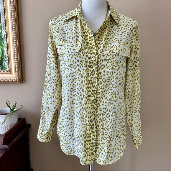 Equipment Slim Signature Leopard Print Silk
Button Down Top Long Sleeve Blouse S - Picture 3 of 11